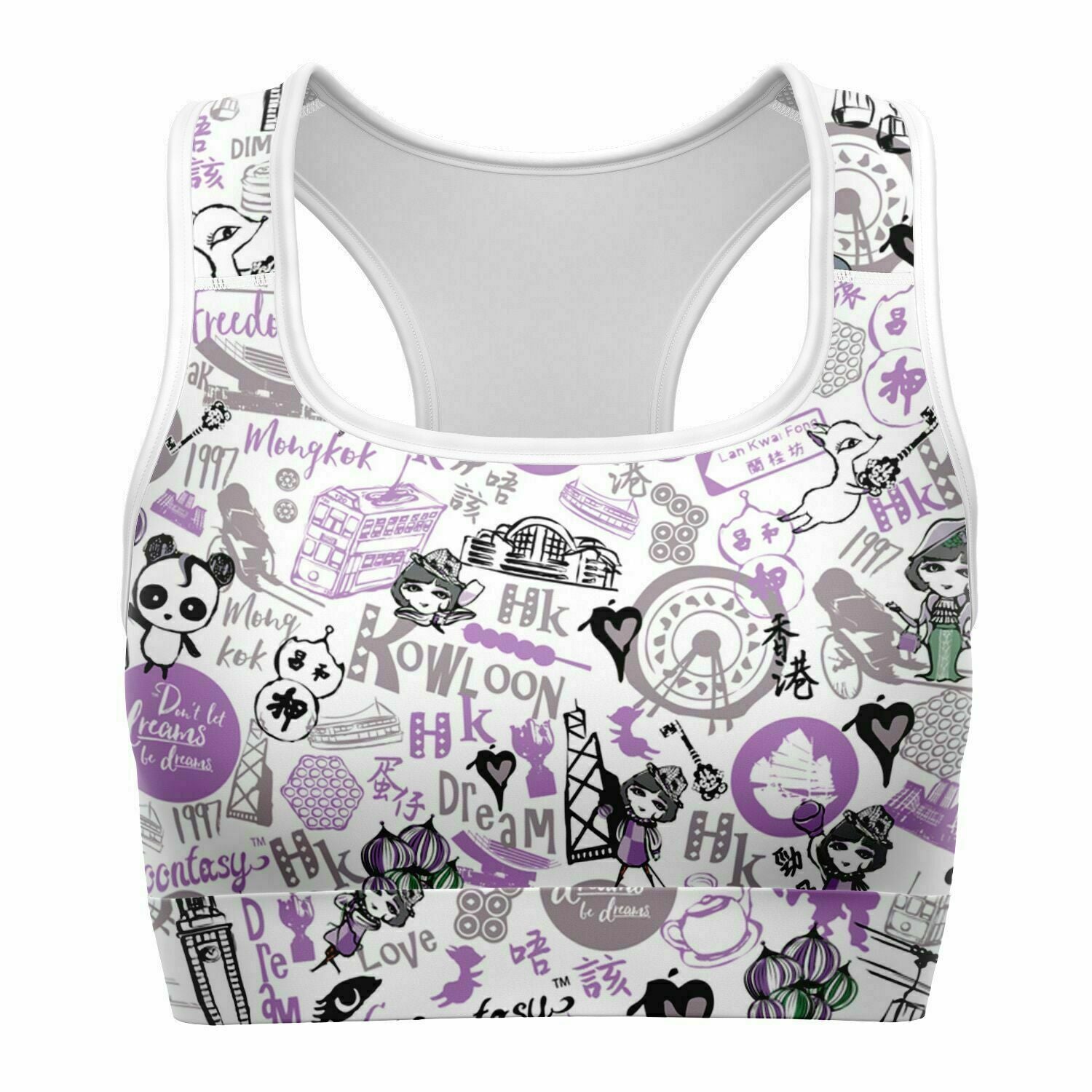 Hong Kong Pattern Sports Bra（Purple/ for women)