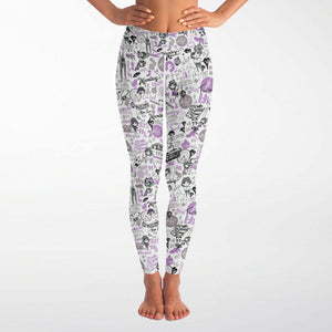 Hong Kong Pattern Yoga Pants And Top Set (Purple/for women)