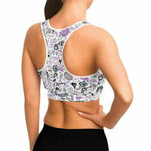 Hong Kong Pattern Yoga Pants And Top Set (Purple/for women)