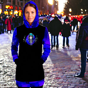 Artistic Violet Blue Longline Hoodie (with charlotte)