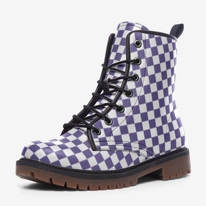 Purple Chessboard Combat Boots (Violet |for Women| Men)