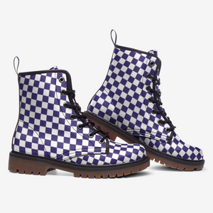 Purple Chessboard Combat Boots (Violet |for Women| Men)