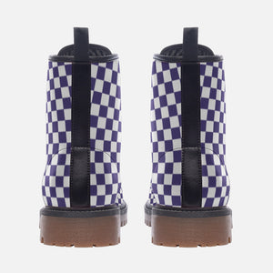 Purple Chessboard Combat Boots (Violet |for Women| Men)