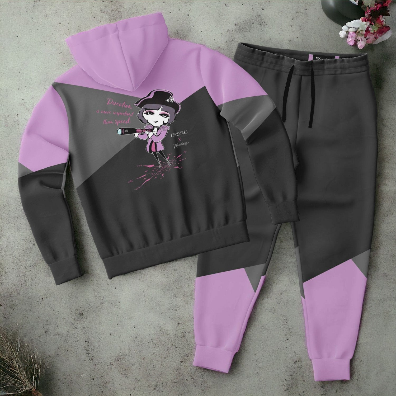 Captain Charlotte Zip-Up Hoodie and Fashion Jogger ( Black and Purple)