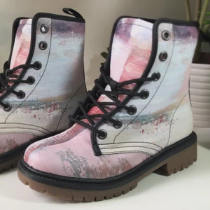 Blue Marble Combat Boots for Women & Men | Vegan Leather Ankle Boots