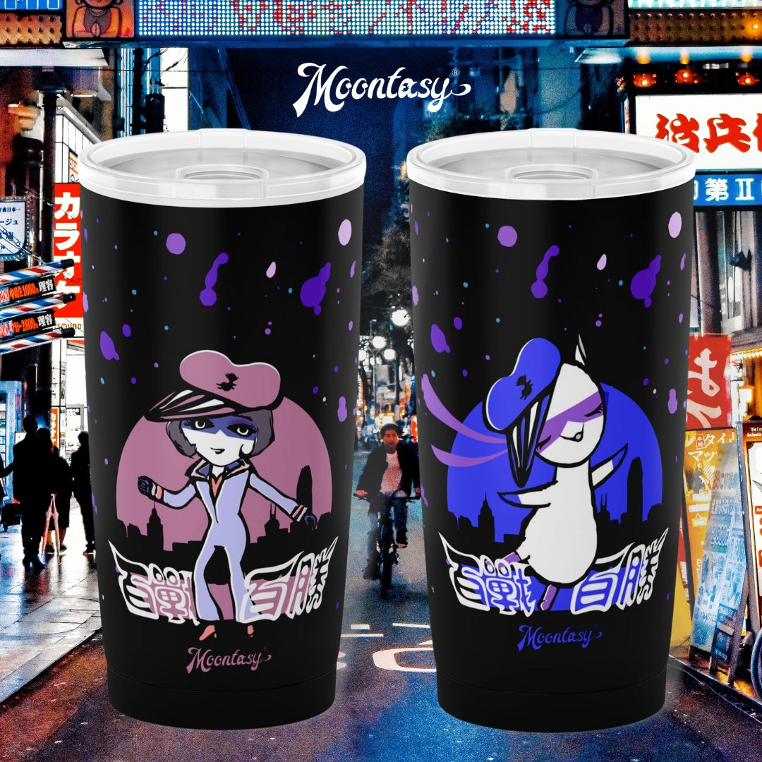 Japan Anime Inspired tumbler set 20oz (Moonkii+ Charlotte Black)