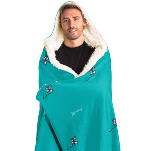 Minimalist Horse Riding Hooded Blanket (Blue/ Mint)