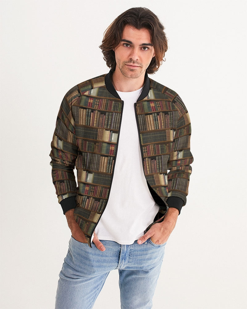 Library Book Lover Men's Bomber Jacket (Brwon)