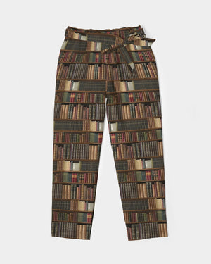 Library Book Lover Women's Belted Tapered Pants (Brwon)