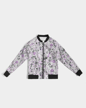 Hong Kong Pattern Women's Bomber Jacket (Lavender | Purple)