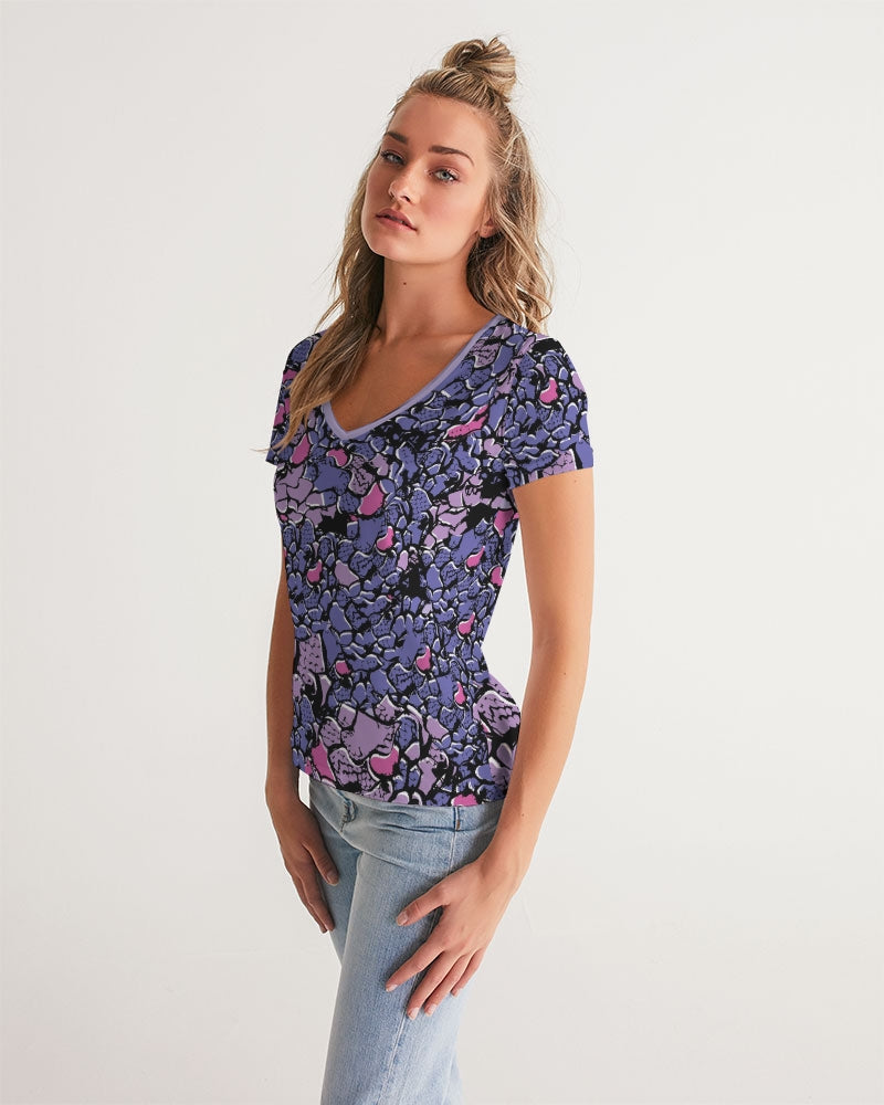 Purple Rose Women's V-Neck Tee