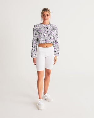 Hong Kong Pattern Women's Cropped Sweatshirt (Lavender | Purple)