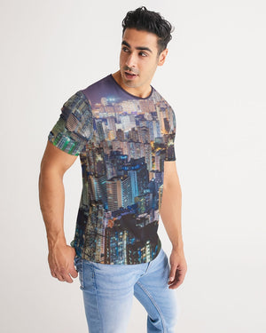 Hong Kong Night View Men's Tee (Black and Grey)