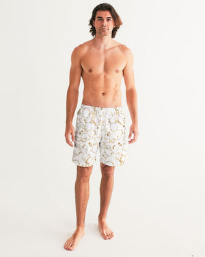 Coffee Stains Pattern Men's Swim Trunk (White)