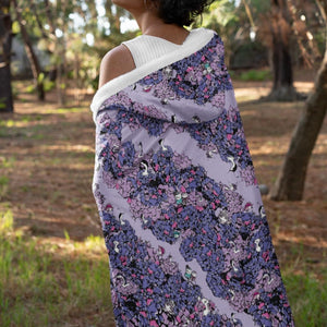 Owls Floral Hooded Blanket (Purple)