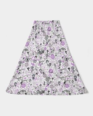 Hong Kong Pattern Women's A-Line Midi Skirt (Lavender | Purple)