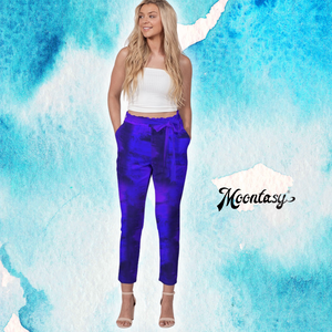 Artistic Belted Tapered Pants for women (Violet Blue)