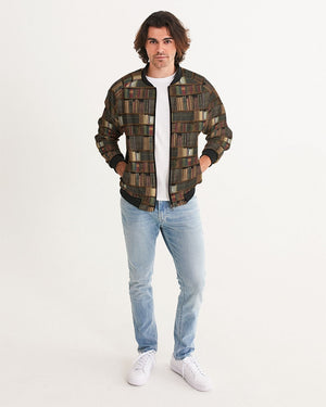 Library Book Lover Men's Bomber Jacket (Brwon)