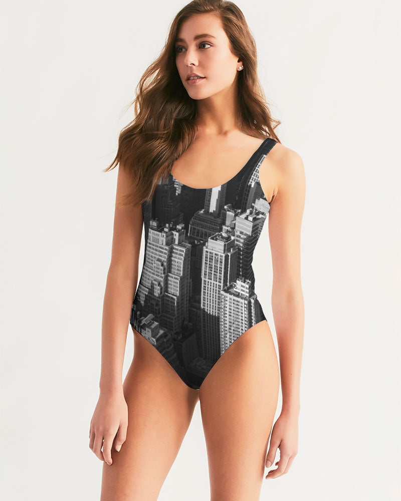 New York Building Women's One-Piece Swimsuit (Black)