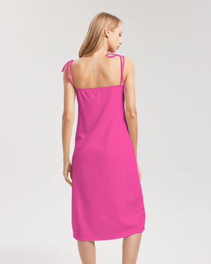 Barbie pink Women's Tie Strap Split Dress