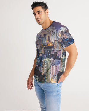 Hong Kong Night View Men's Tee (Black and Grey)