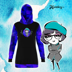 Artistic Violet Blue Longline Hoodie (with charlotte)