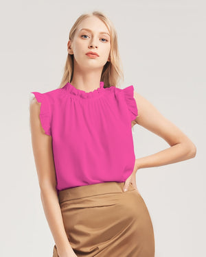 Barbie pink Women's Ruffle Sleeve Top