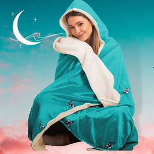 Minimalist Horse Riding Hooded Blanket (Blue/ Mint)