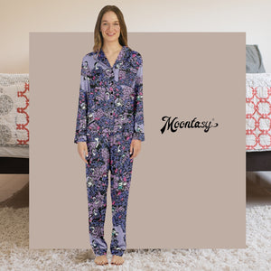 Owls Floral Luxury Satin Pajamas