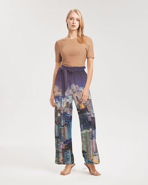 Hong Kong Night View Women's High-Rise Wide Leg Pants