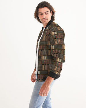 Library Book Lover Men's Bomber Jacket (Brwon)