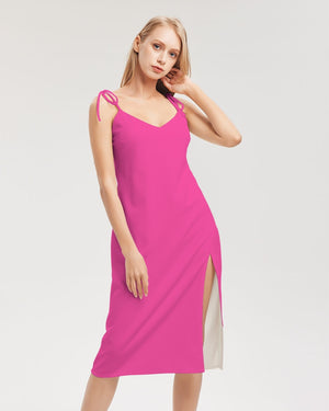 Barbie pink Women's Tie Strap Split Dress