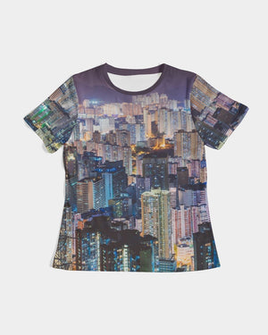 Hong Kong Night View Women's Tee (Grey and Black)