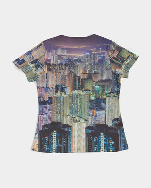 Hong Kong Night View Women's Tee (Grey and Black)