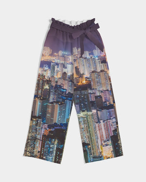 Hong Kong Night View Women's High-Rise Wide Leg Pants