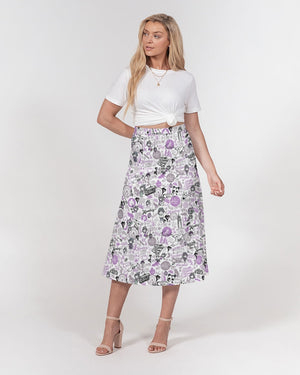 Hong Kong Pattern Women's A-Line Midi Skirt (Lavender | Purple)