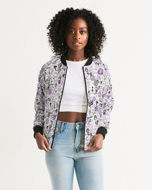 Hong Kong Pattern Women's Bomber Jacket (Lavender | Purple)