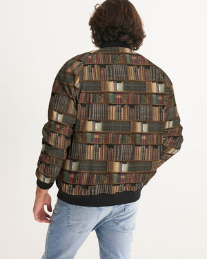 Library Book Lover Men's Bomber Jacket (Brwon)