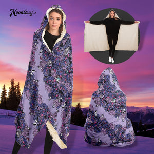 Owls Floral Hooded Blanket (Purple)