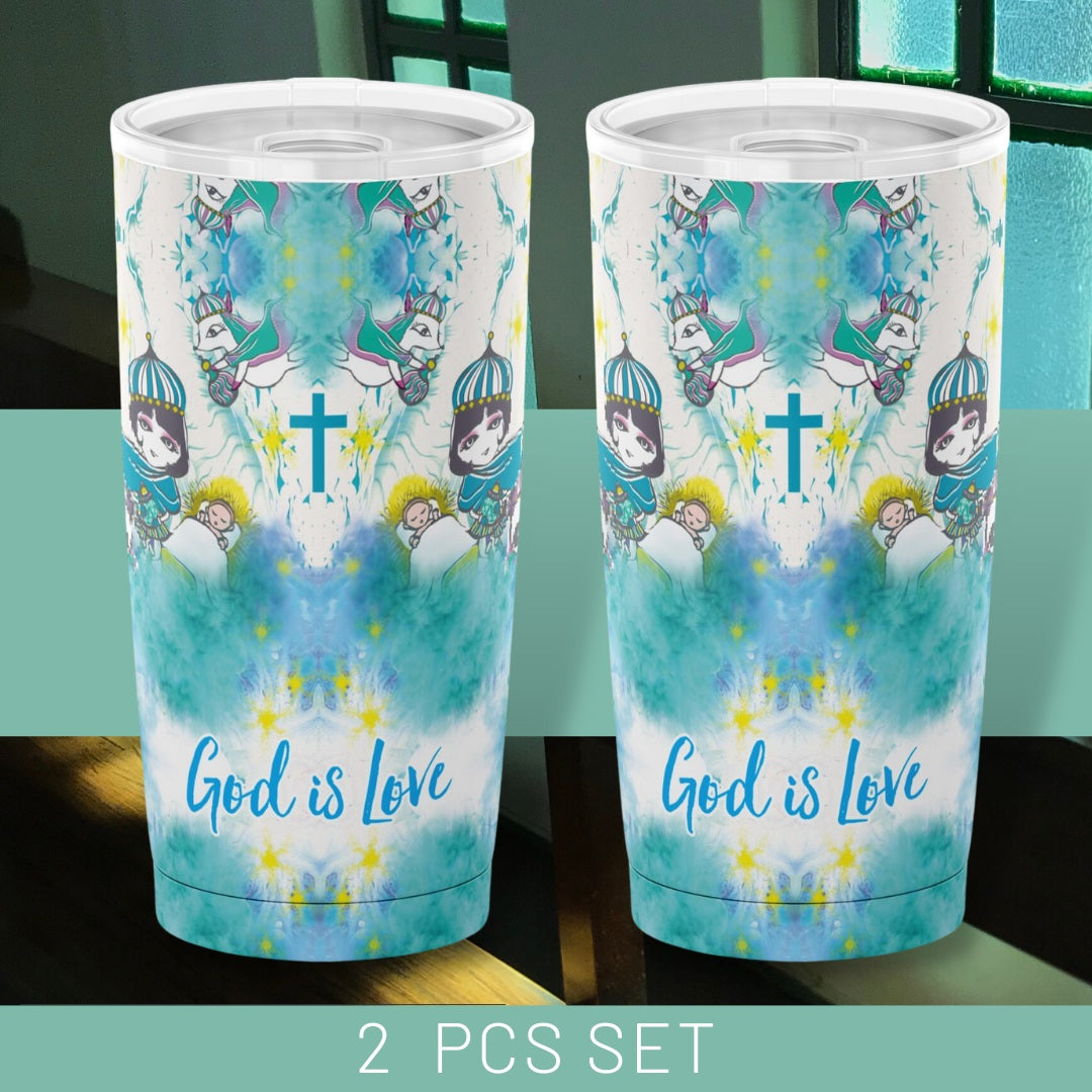 God is Love Tumbler 2 pcs Set (20oz/Green )