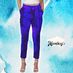 Artistic Belted Tapered Pants for women (Violet Blue)