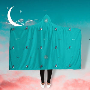 Minimalist Horse Riding Hooded Blanket (Blue/ Mint)