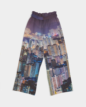 Hong Kong Night View Women's High-Rise Wide Leg Pants