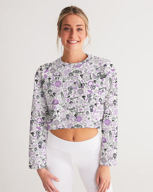 Hong Kong Pattern Women's Cropped Sweatshirt (Lavender | Purple)