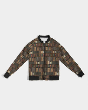 Library Book Lover Women's Bomber Jacket (Brwon)