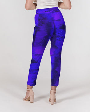 Artistic Belted Tapered Pants for women (Violet Blue)