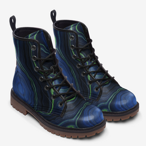 Blue Marble Combat Boots for Women & Men | Vegan Leather Ankle Boots