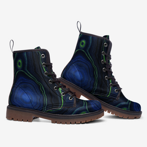 Blue Marble Combat Boots for Women & Men | Vegan Leather Ankle Boots