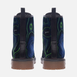 Blue Marble Combat Boots for Women & Men | Vegan Leather Ankle Boots