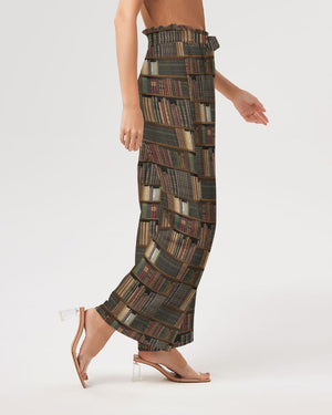 Library Book Lover Women's High-Rise Wide Leg Pants (Brwon)